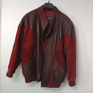 Vintage Brown and Red Leather Jacket,UNISEX, size medium,  pre-loved